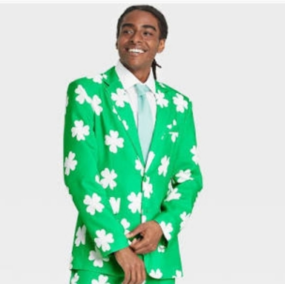 Happy Hour by Tipsy Elves St. Patrick's Day Green with White Shamrocks Size S. - Picture 2 of 11